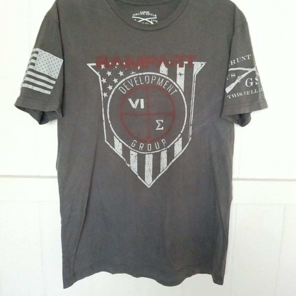 Grunt Style Shirt Rampart Development Group Graphic Logo Men's Large Gray Cotton